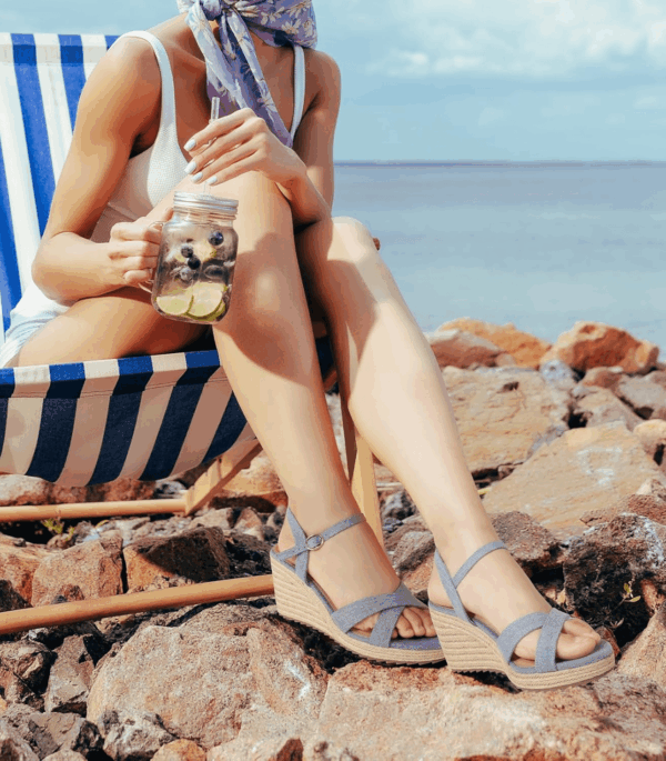 Wedge Sandals for Women, Espadrille Womens Wedge Sandals Comfortable Open Toe Cross Band Ankle Strap High Heel Wedges for Women Dressy Summer -3.4Inch - Image 3
