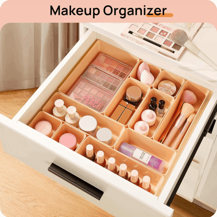 25 PCS Plastic Drawer Organizers Set, 4-Size Versatile Bathroom and Vanity Drawer Organizer Trays, Storage Bins for Makeup, Bedroom, Kitchen Gadgets Utensils and Office - Image 4