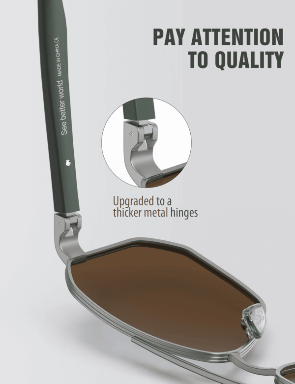 Aviator Sunglasses for Men Square Polarized Polygon Lens - UV 400 Protection with Accessories 61MM Driving Outdoor - Image 3