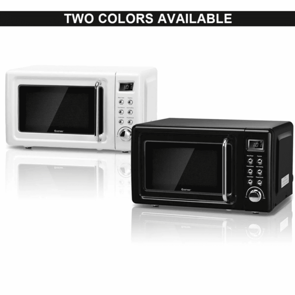0.7Cu.Ft Retro Countertop Microwave Oven 700W LED Display Glass Turntable White - Image 2