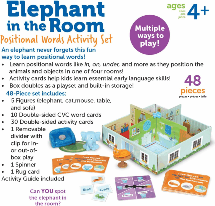 Elephant in the Room Positional Word Activity Set, Educational Games, Sight Word Games, Board Games for Kids, Ages 4+, Birthday Gifts for Boys and Girls - Image 6