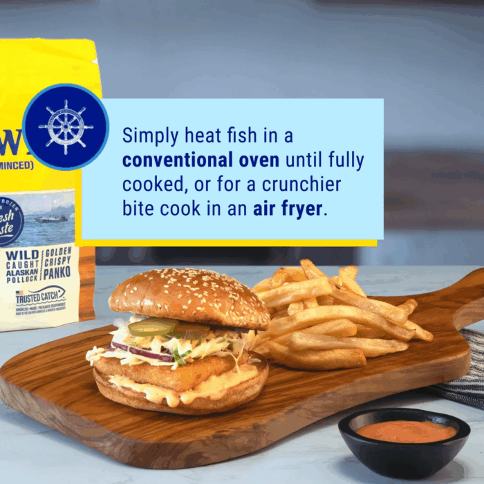 Gorton’S Breaded Fish Sandwich Cut from 100% Whole Fish Fillets (Not Minced), Wild Caught Alaskan Pollock, Frozen, 8 Count, 18.3 Ounce Resealable Bag - Image 5