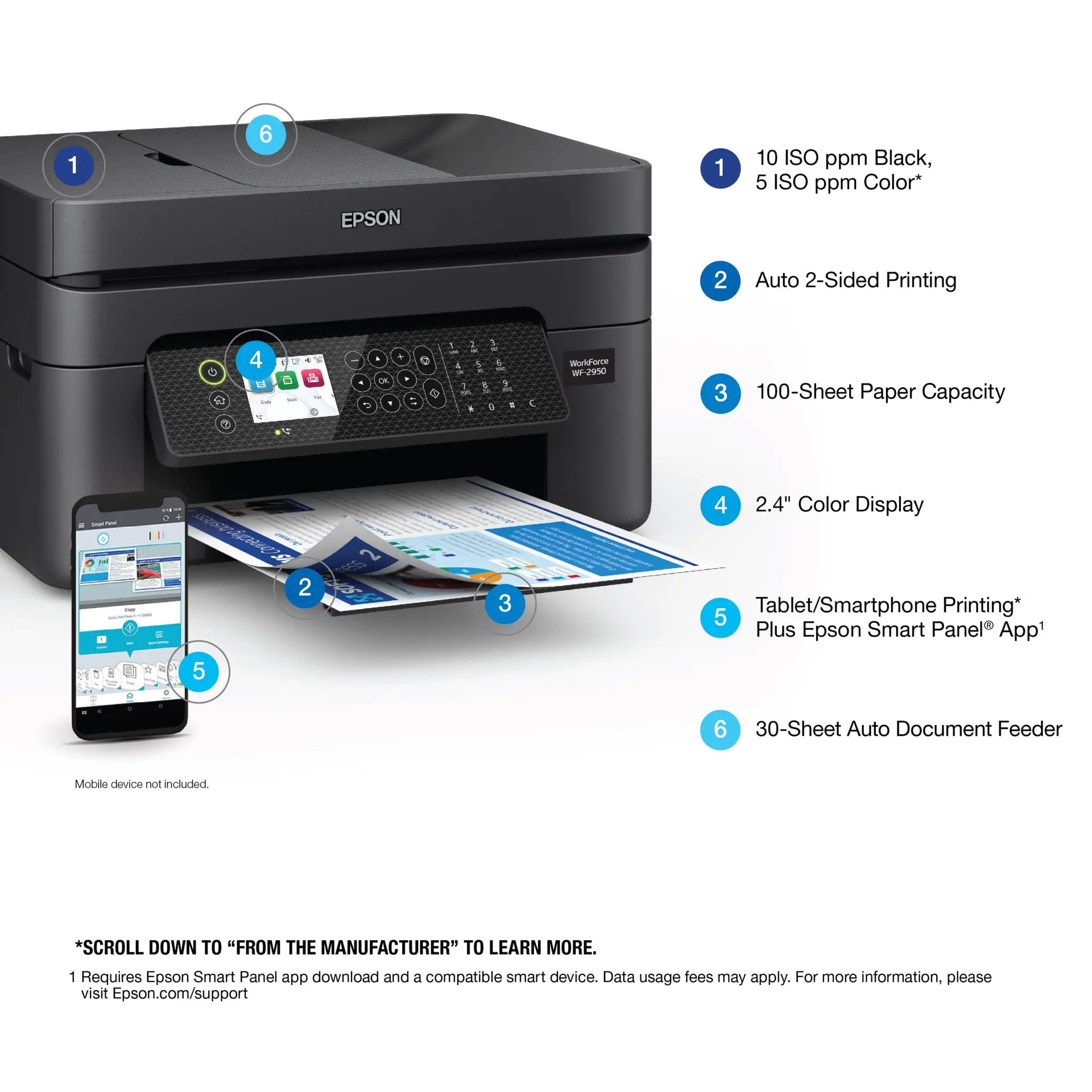Workforce WF-2950 All-In-One Wireless Color Printer with Scanner, Copier and Fax - Image 4