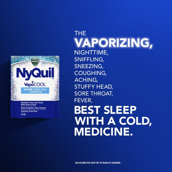 Dayquil and Nyquil Severe Cold and Flu Caplets, Cold Medicine for Adults, Vapocool, 24 Count - Image 3