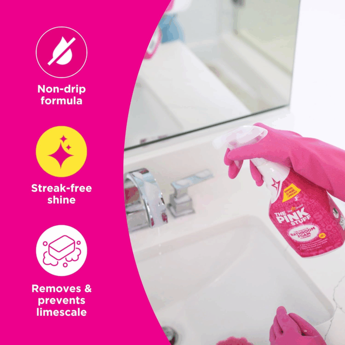 - the Pink Stuff - Miracle Bathroom Foam Cleaner 750Ml - Baths, Tiles, Soap Scum, Limescale, Streak Free - Image 3