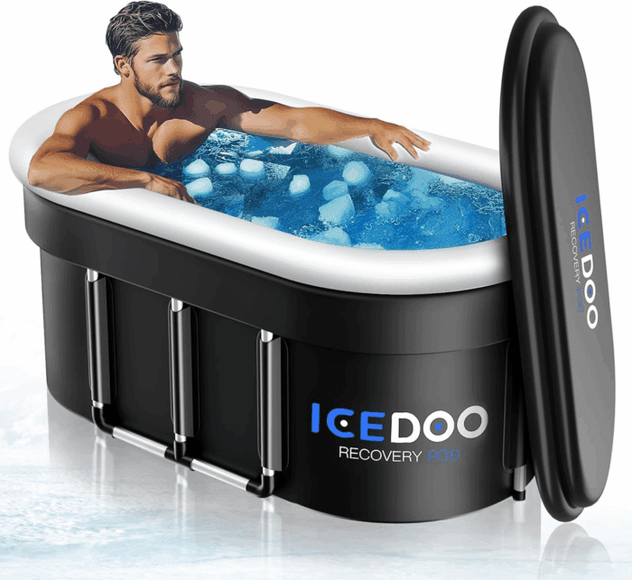 Upgraded 132 Gal XXL Large Oval Ice Bath with Air Ring, Multi-Layered Portable Cold Plunge Tub for Athletes, Foldable & Inflatable Full-Body Cold Tub Recovery at Home, Outdoors,Gym Use