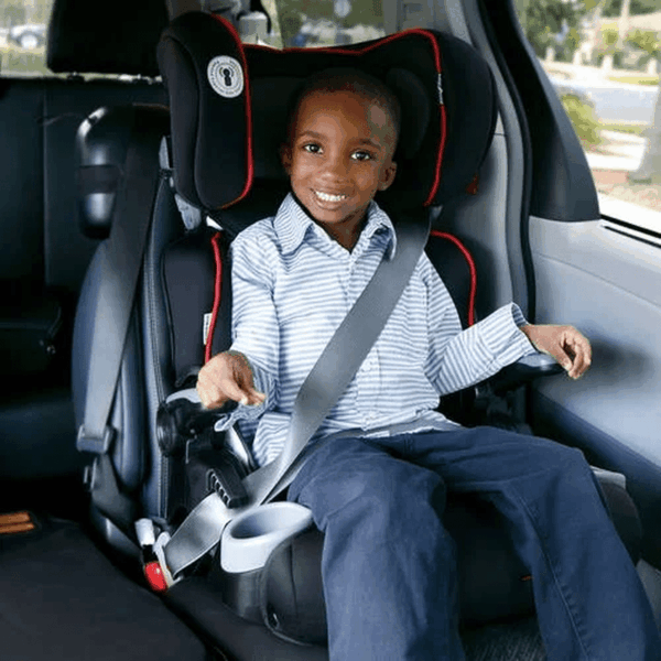 Yumi Folding Booster Car Seat with 2 Cup Holders, Gray - Image 8