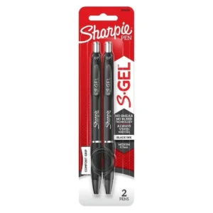 S-Gel Pen, Retractable, Medium 0.7Mm, Black Ink, 2 Count