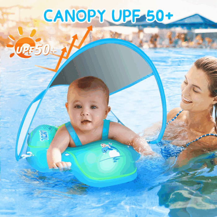 Baby Swimming Float with UPF50+ Sun Canopy Baby Floats for Pool No Flip Overbaby Pool for Baby Age of 3-36 Months - Image 2