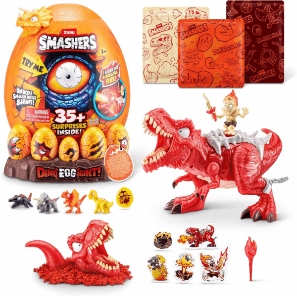 Smashers Dino Egg Hunt by , Light-Up Fire Breathing Dinosaur Themed Treasure Hunt Toy, Collectable Toy for Boys and Kids (T-REX)