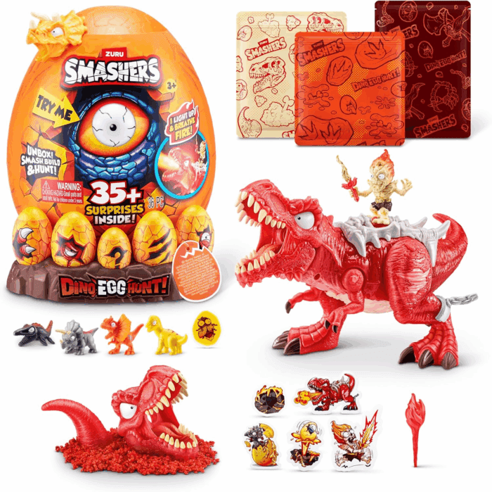 Smashers Dino Egg Hunt by , Light-Up Fire Breathing Dinosaur Themed Treasure Hunt Toy, Collectable Toy for Boys and Kids (T-REX)