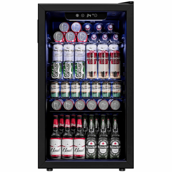 126 Can Beverage Refrigerator and Cooler with Glass Door for Home, 17.5 in D, 31.5 in H, Silver - Image 11