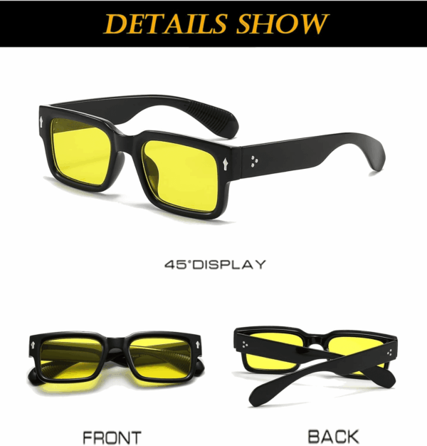 Square Frame Sunglasses for Women Men Trendy Chunky Rectangle Sun Glasses Black Shades UV400 Protection - Image 6