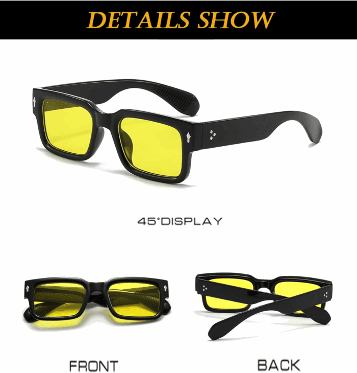 Square Frame Sunglasses for Women Men Trendy Chunky Rectangle Sun Glasses Black Shades UV400 Protection - Image 6