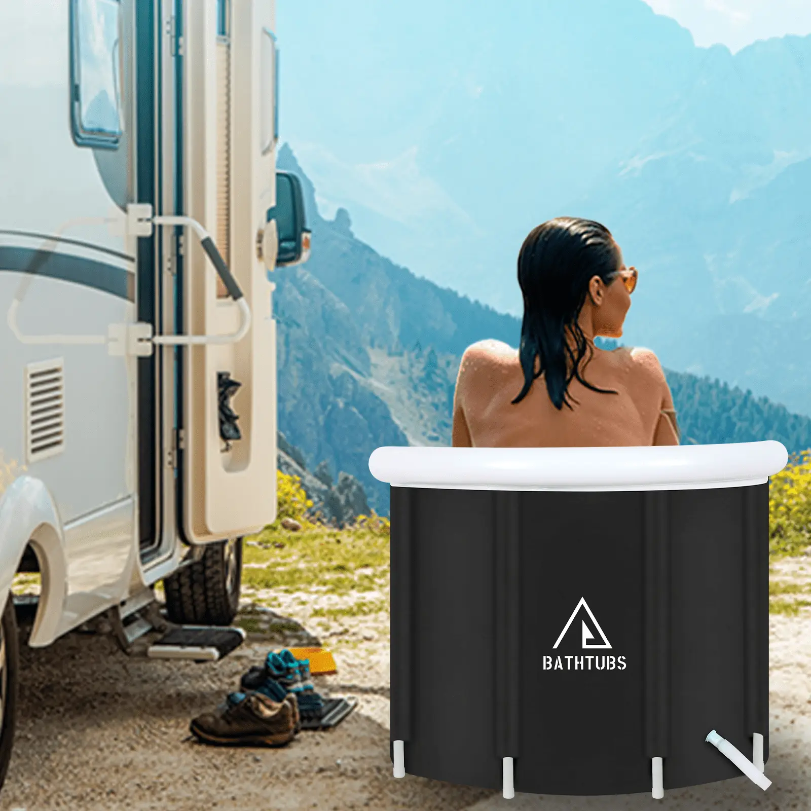 , Black PVC 32" Diameter, Inflatable Bathtub - Image 9