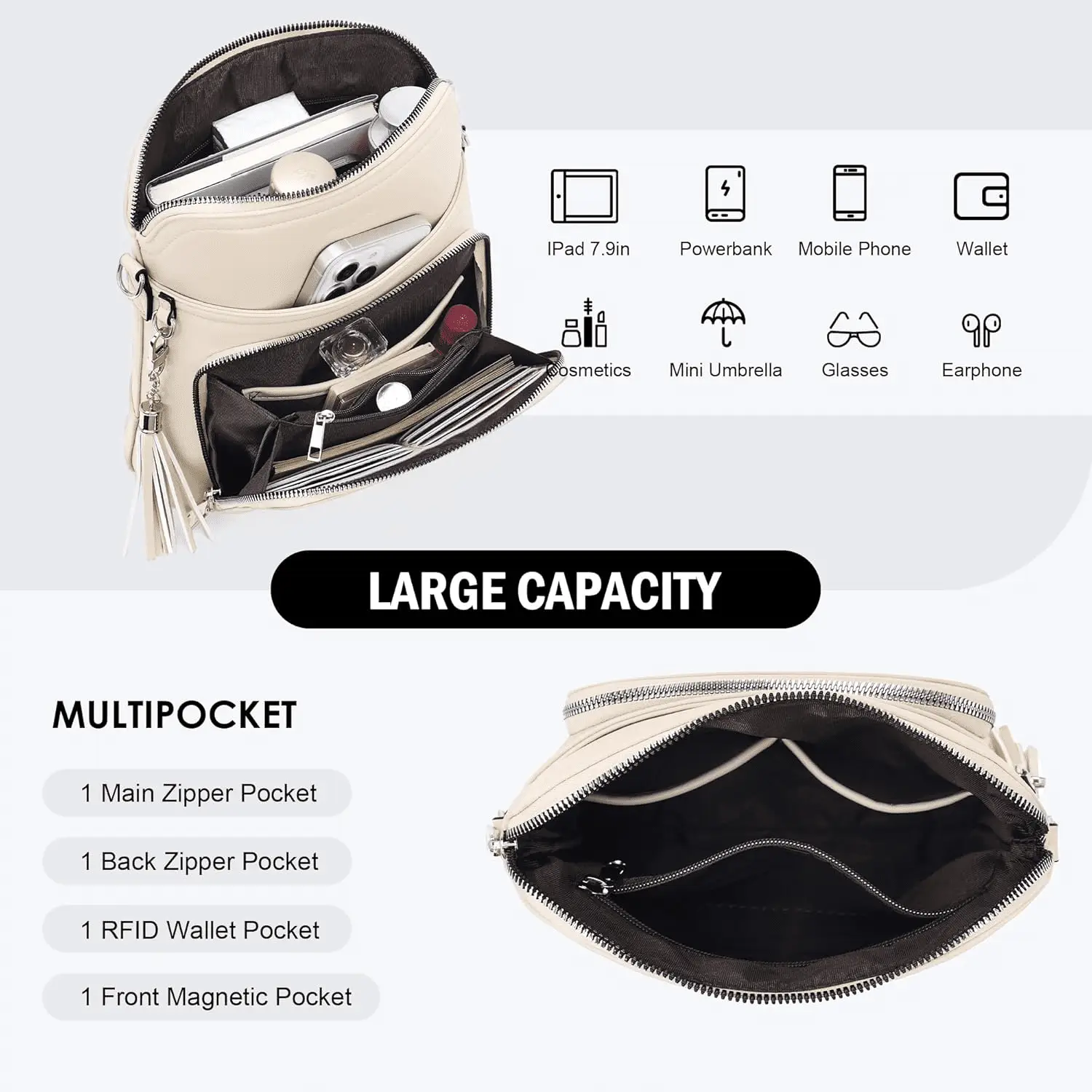 Crossbody Purse for Women,Lightweight Medium Crossbody Bag Soft Leather Women'S Shoulder Handbags with Tassel - Image 5