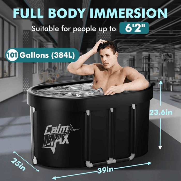 Oval Ice Bath Tub with Cover for Athletes XL Portable Cold Plunge Tub - 130 Gal Capacity for Cold Water Therapy Ice Baths at Home Outdoor Gym 41IN - Image 3