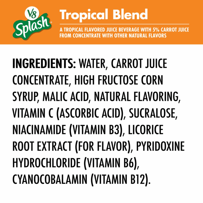 V8 Splash Tropical Blend Flavored Juice Beverage, 64 Fl Oz Bottle - Image 6