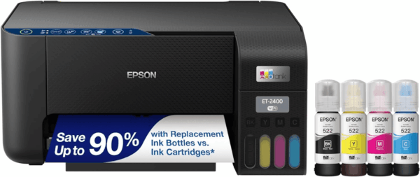 Ecotank ET-2400 Wireless Color All-In-One Cartridge-Free Supertank Printer with Scan and Copy – Easy, Everyday Home Printing, Black