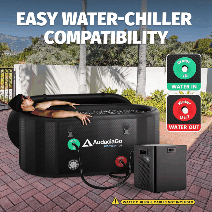 XXL Ice Bath Tub for Athletes, Compatible with Water Chillers, 216-Gallon Inflatable Cold Plunge Tub with Insulated Lid, Thermometer, Water-Absorbent Mat, Portable for Outdoor & Indoor Recovery - Image 2
