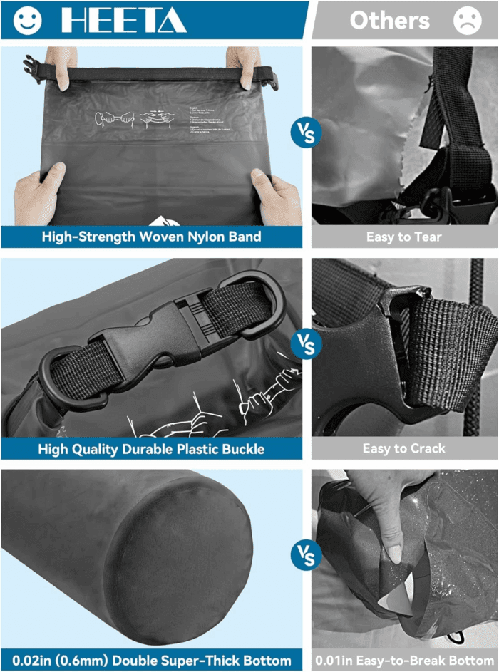 Dry Bag Waterproof for Women Men, 5L/10L/20L/30L/40L Roll Top Lightweight Dry Storage Bag Backpack with Phone Case for Travel, Swimming, Boating, Kayaking, Camping & Beach, 11 Transparent Colors - Image 4