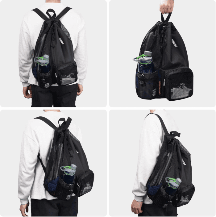 Swim Bag Mesh Drawstring Backpack with Wet Pocket for Swimming, Gym, and Workout Gear - Image 7