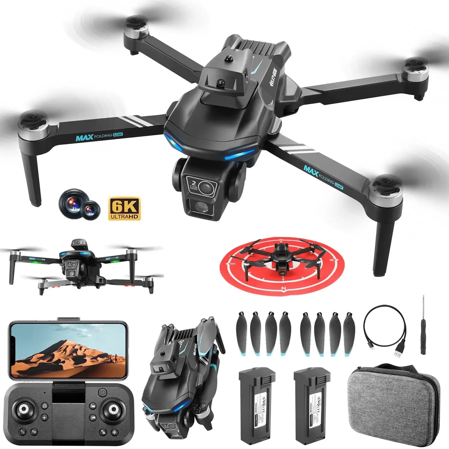 S1S Drone with 4K Camera for Adults Kids, WIFI FPV Live Video Foldable RC Quadcopter with Auto Return, Altitude Hold, Headless Mode, Brushless Motor, 2 Batteries - Image 8