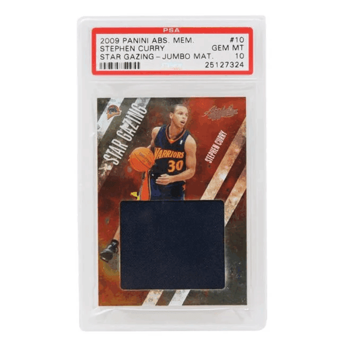 Stephen Curry Golden State Warriors 2009  Absolute Memorabilia Jumbo Material No.10 RC No.24-25 Card - PSA 10 Pop 1