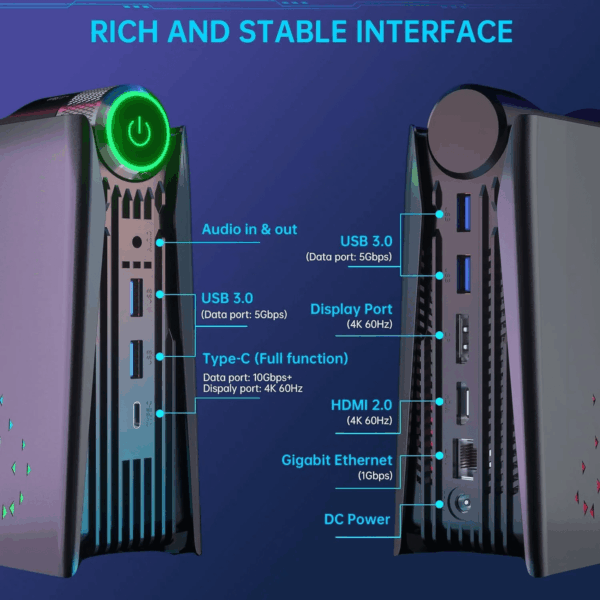Mini Gaming PC, AMD Ryzen 7 5600U, 16GB, 512GB Nvme SSD - Image 5