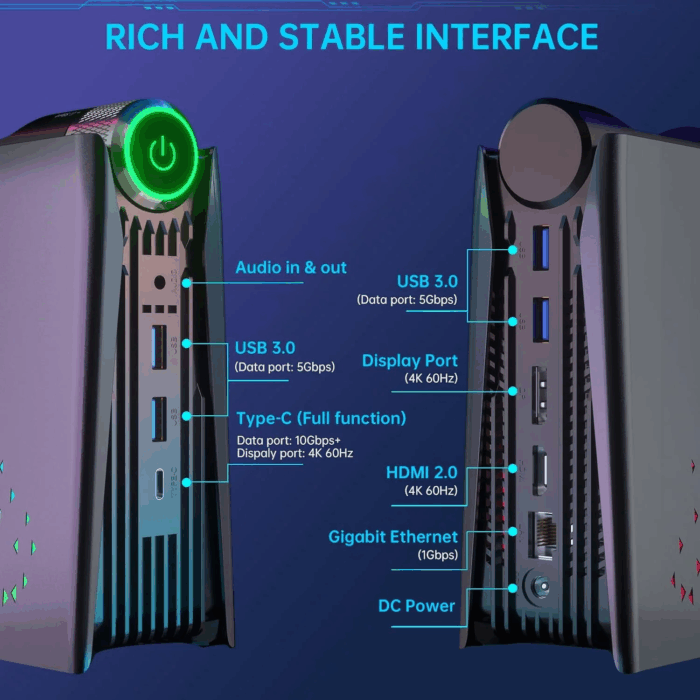 Mini Gaming PC, AMD Ryzen 7 5600U, 16GB, 512GB Nvme SSD - Image 5