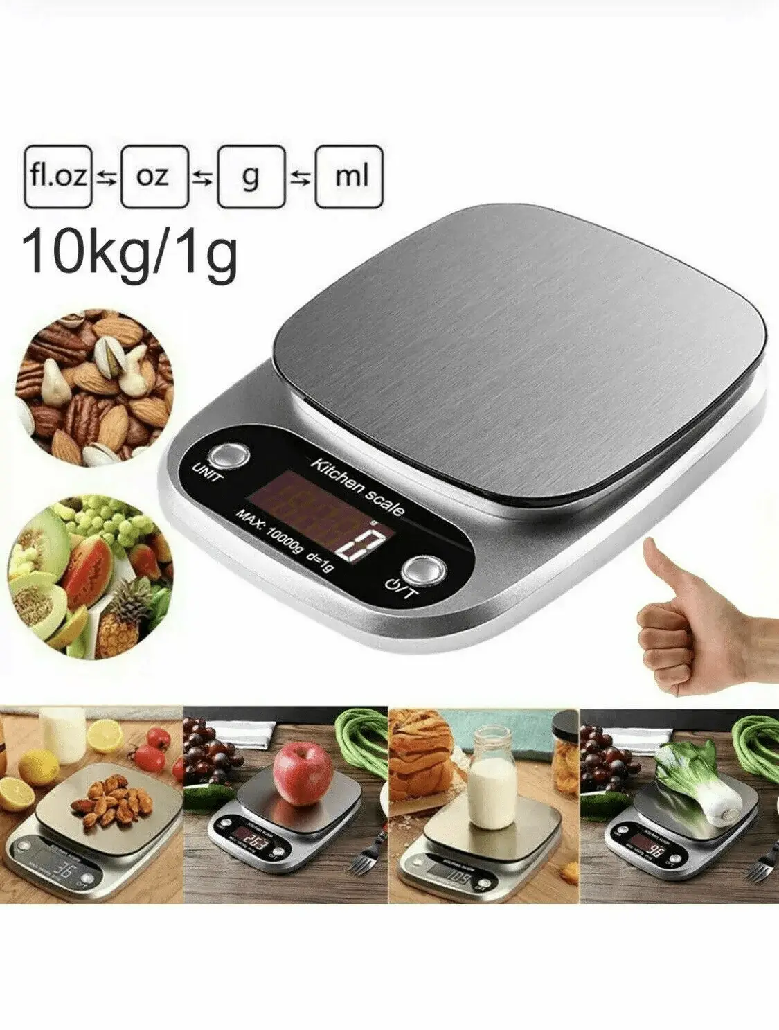 New Kitchen Food Scale for Cooking Baking Diets, 22Lbs Capacity(10Kg X1G) - Image 2