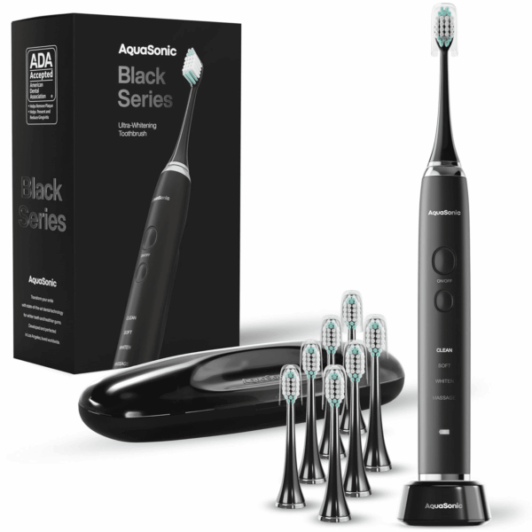 Black Series Ultra Whitening Toothbrush – ADA Accepted Electric Toothbrush- 8 Brush Heads & Travel Case – 40,000 VPM Electric Motor & Wireless Charging - 4 Modes W Smart Timer - Image 7