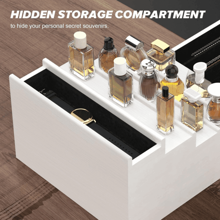 Cologne Organizer for Men, 5 Tier White Cologne Shelf, Perfume Stand with Drawer and Hidden Compartment Perfume Display Holder - a Gift for Men - Image 3
