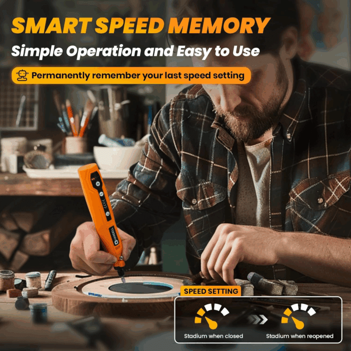 Mini Cordless Rotary Tool Kit, 5-Speed and USB Charging with 61 Accessories, Multi-Purpose 3.7V Power Rotary Tool for Sanding, Polishing, Drilling, Etching, Engraving, DIY Crafts - Image 4