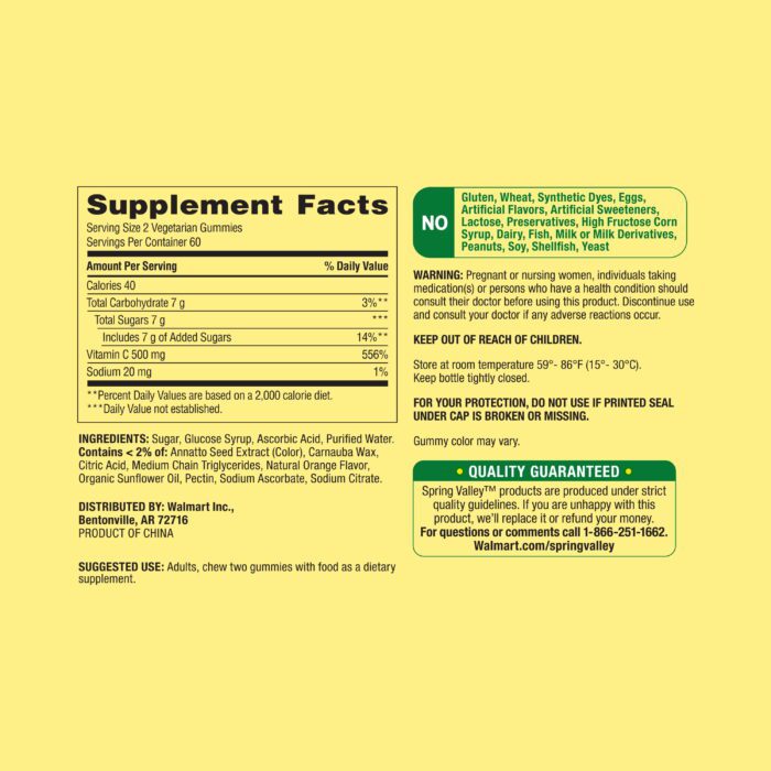 Extra Strength Vitamin C Dietary Supplement Vegetarian Gummies, Orange, 500 Mg, 120 Ct - Image 3