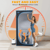 Portable Steam Sauna Tent Full Size, Oversized Personal Sauna Kit for Home Spa, Lightweight Sauna Box with Steamer, Time & Temperature Remote Control, Foldable Chair, 32'' X 32'' X 63'' - Image 3