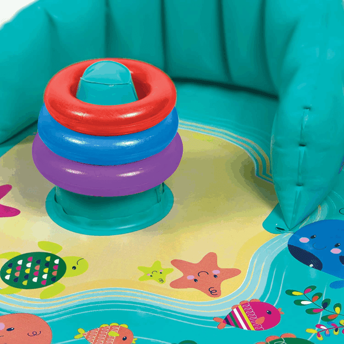 Baby Splash Play Mat with Adjustable Canopy – Inflatable Play Pool for Babies & Infants with Backrest – Includes Baby Water Toy Rings - Image 3