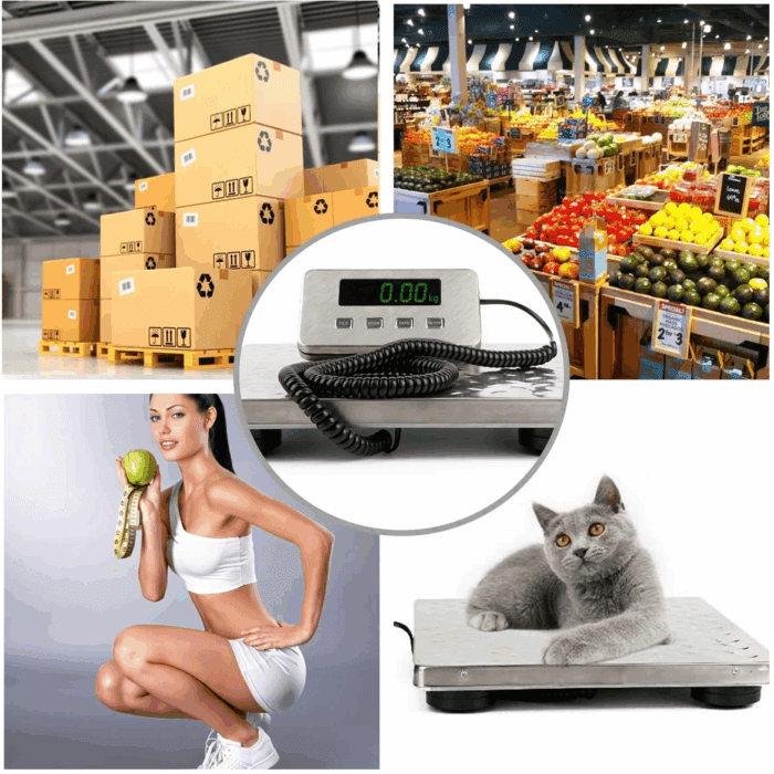 440Lbs X 0.1 Oz Digital Shipping Postal Scale Stainless Steel Large Platform Industrial Post Office Bathroom Pet Scale Heavy Duty with Rechargerable Battery - Image 3