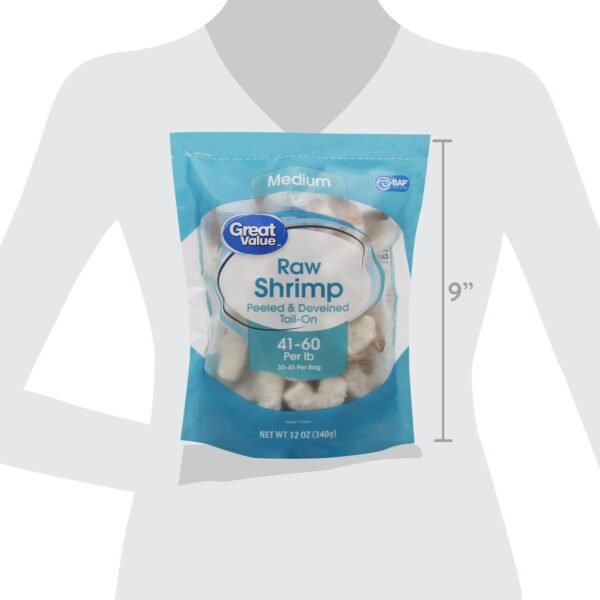 Frozen Raw Medium Peeled Deveined Tail-On Shrimp, 12 Oz (41-60 Count per Lb) - Image 9