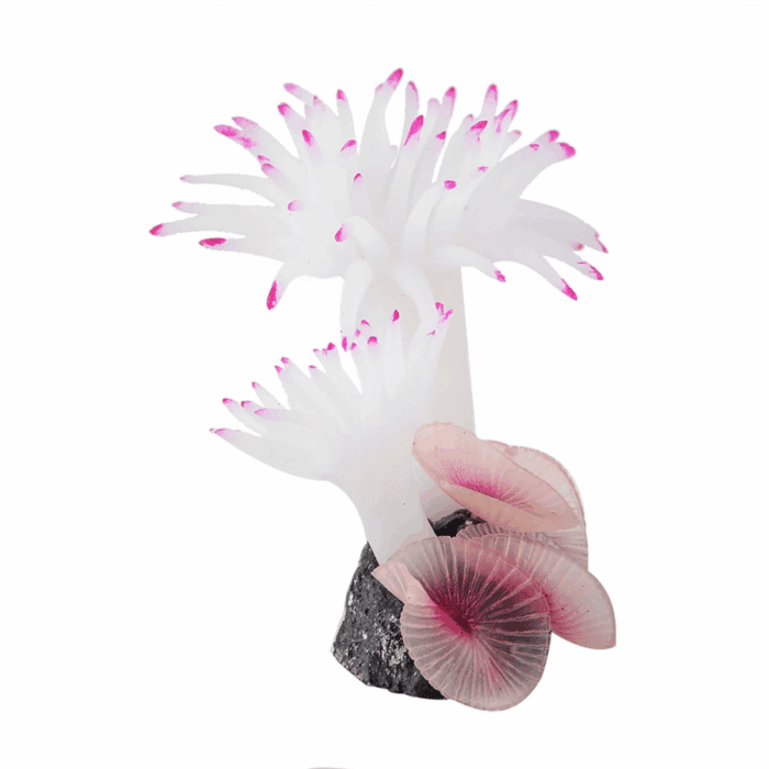 Aquarium Bubbler Decorations,Betta Fish Tank Accessories,Fish Tank Silicone Coral Concrete Base Simulation Plant Decoration Aquarium Ornaments[White] - Image 9