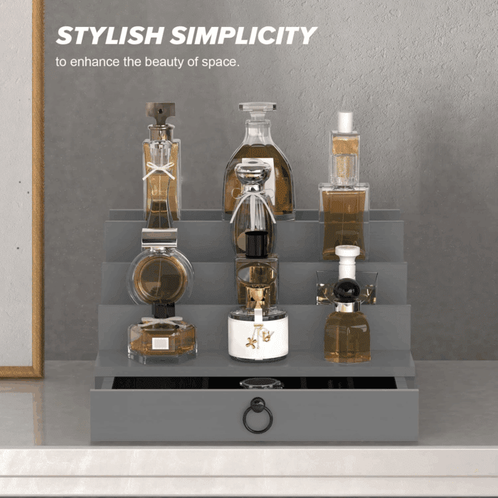 Cologne Organizer for Men, 4 Tier Wood Perfume Organizer with Felt Lining Drawer and Hidden Compartment, Perfume Display Holder, a Gift for Men - Image 9