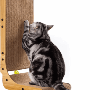 L Shape Cat Scratcher, 26.8 Inch Cat Scratchers for Indoor Cats, Protecting Furniture Cat Scratch Pad, Cardboard Cat Scratching with Ball Toy, Catnip, Large