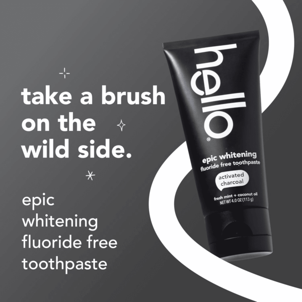Epic Whitening Charcoal Fluoride Free Toothpaste, Activated Charcoal Toothpaste with Coconut Oil, Whitens Teeth Naturally, SLS Free, Fresh Mint, 4.0 Oz Tube - Image 2