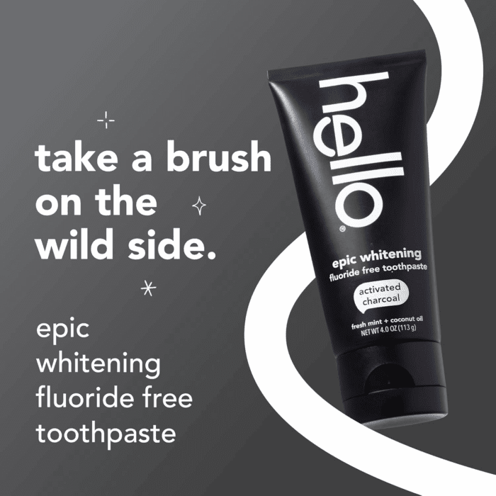 Epic Whitening Charcoal Fluoride Free Toothpaste, Activated Charcoal Toothpaste with Coconut Oil, Whitens Teeth Naturally, SLS Free, Fresh Mint, 4.0 Oz Tube - Image 2