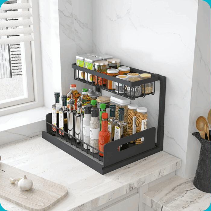 under Sink Organizer, Pull Out Cabinet Storage 2 Tier Slide Out Sink Shelf, Kitchen Organizers and Storage, Black, 1 Pack - Image 5