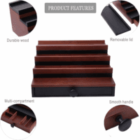Cologne Organizer for Men - 4 Tier Walnut Black Wooden Cologne Display Stand with Drawer and Hidden Compartment, Mens Cologne Holder Shelf for Organizing and Storing, Walnut Black - Image 6