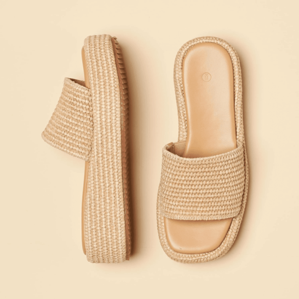Platform Slip on Espadrille Sandals for Women Wedges Slides Bohemia Sandals Flatform Open Toe Beach Sandals - Image 6