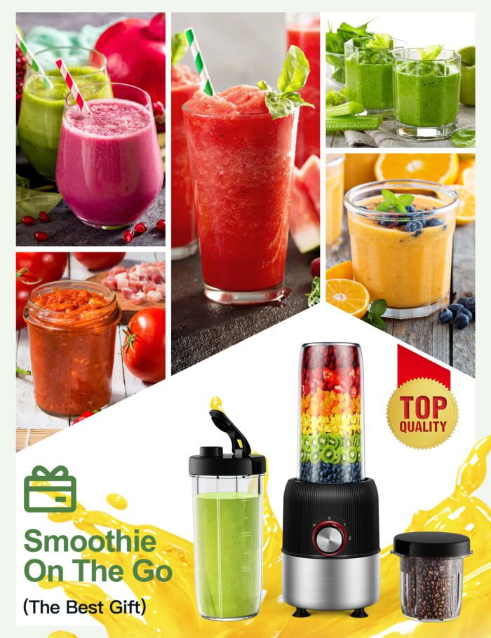 2-In-1 Multipurpose Blenders for Smoothies with 22Oz No-Bpa Portable Bottle, Coffee/Spices Jar Bottle for Grinder, New - Image 4