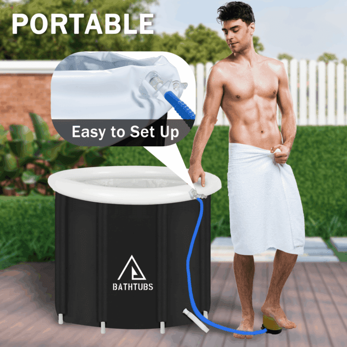 , Black PVC 32" Diameter, Inflatable Bathtub - Image 7
