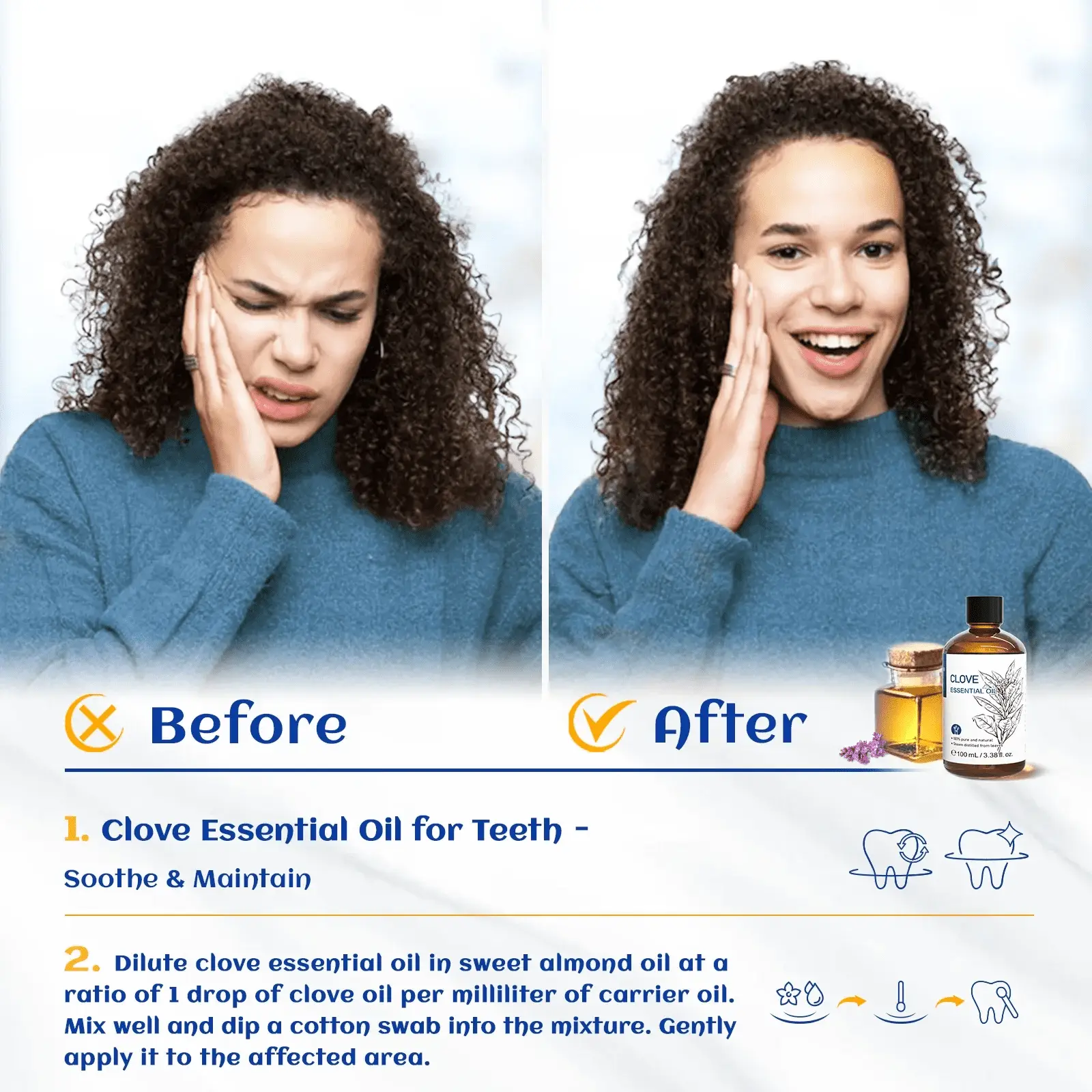 100ML Clove Oil for Teeth and Gums, Tooth Aches, Spray, Aromatherapy, 100% Pure Natural - Image 2